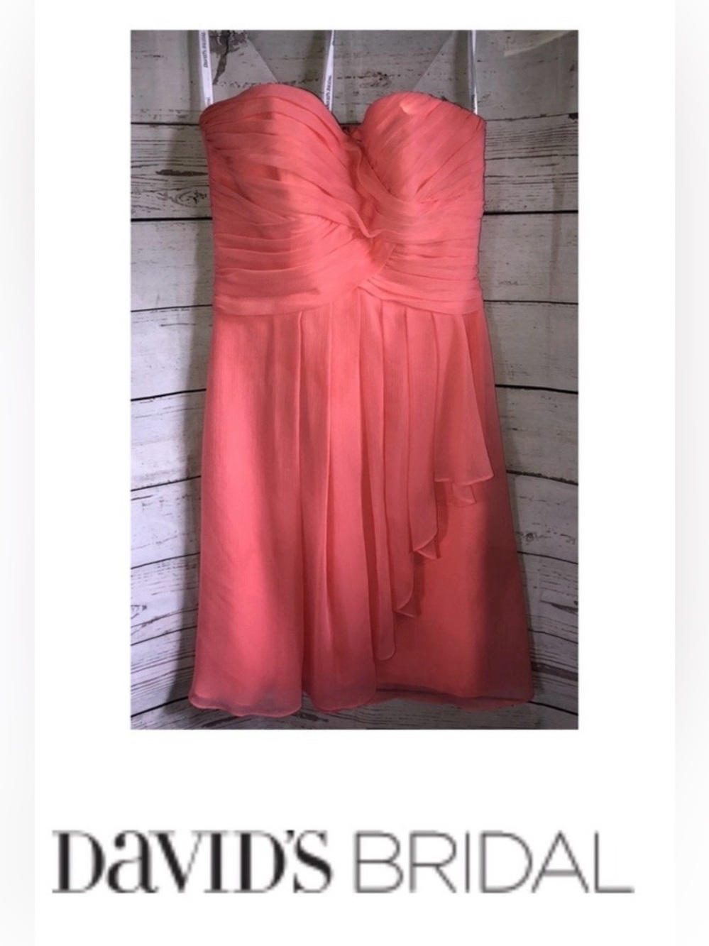 David’s Bridal Short Crinkle Chiffon Dress Cocktails Evening Bridal Wedding